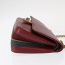 CHANEL Chain Shoulder Bag Leather Red Gold CC Auth ka007-3