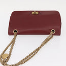 CHANEL Chain Shoulder Bag Leather Red Gold CC Auth ka007-6