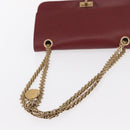 CHANEL Chain Shoulder Bag Leather Red Gold CC Auth ka007-7