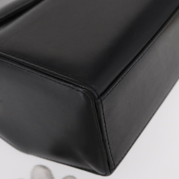 GIVENCHY Hand Bag Leather Black Gold Auth ka009