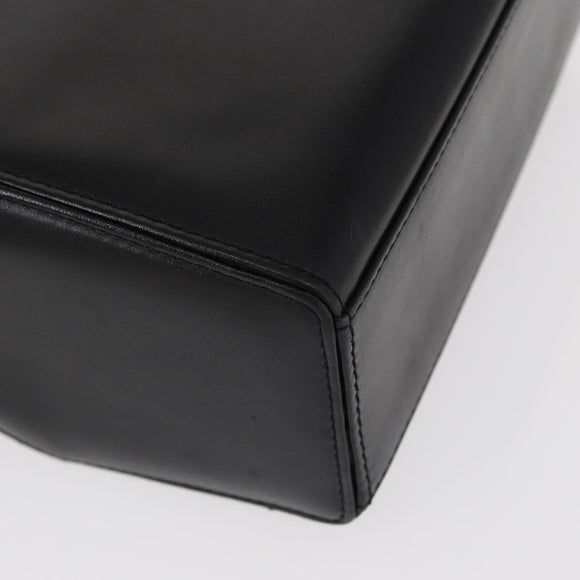 GIVENCHY Hand Bag Leather Black Gold Auth ka009