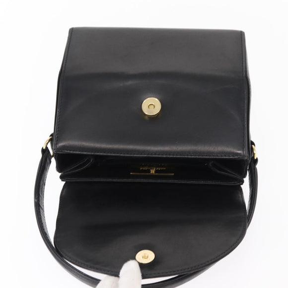 GIVENCHY Hand Bag Leather Black Gold Auth ka009