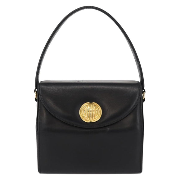 GIVENCHY Hand Bag Leather Black Gold Auth ka009