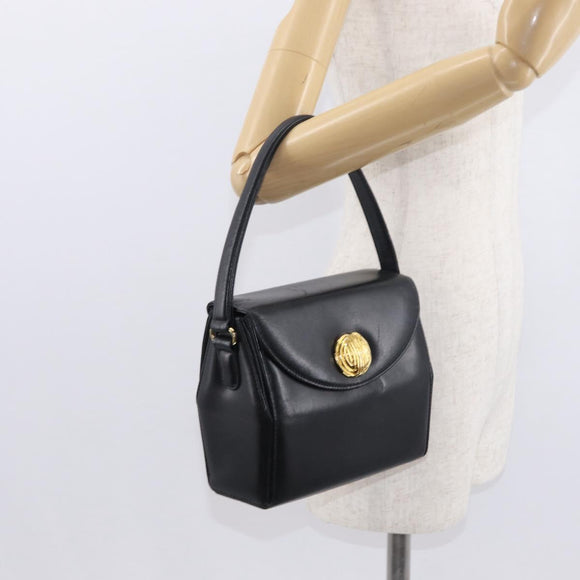 GIVENCHY Hand Bag Leather Black Gold Auth ka009