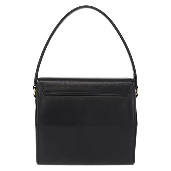 GIVENCHY Hand Bag Leather Black Gold Auth ka009