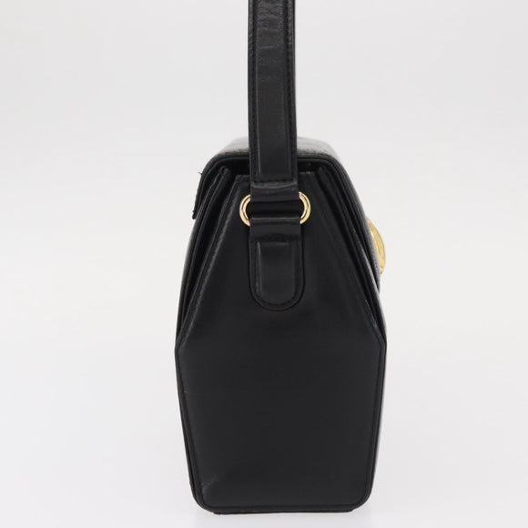GIVENCHY Hand Bag Leather Black Gold Auth ka009