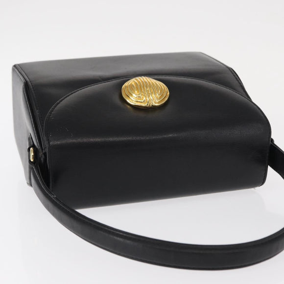 GIVENCHY Hand Bag Leather Black Gold Auth ka009