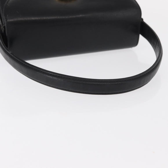 GIVENCHY Hand Bag Leather Black Gold Auth ka009