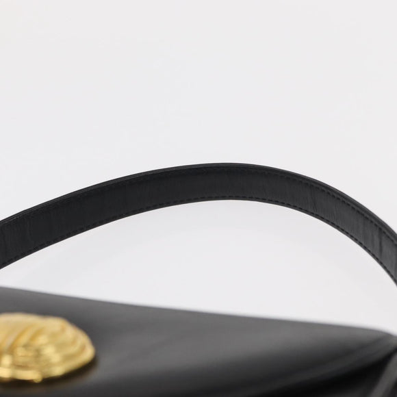 GIVENCHY Hand Bag Leather Black Gold Auth ka009