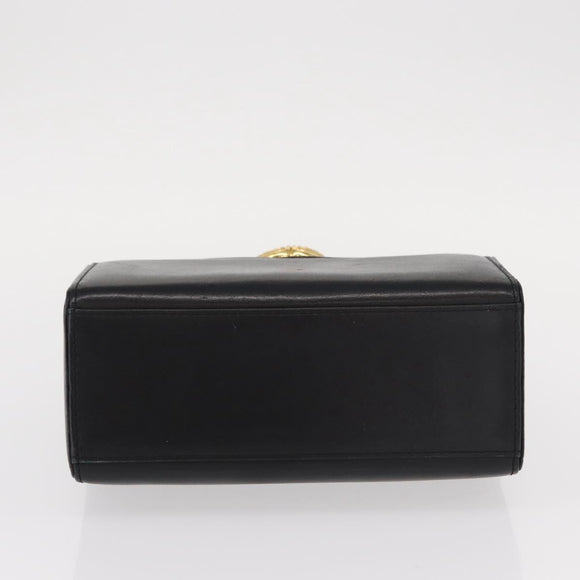 GIVENCHY Hand Bag Leather Black Gold Auth ka009