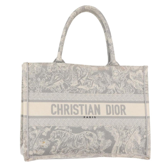Christian Dior Toile De Jouy Book Tote Hand Bag Canvas Gray Auth ka013V
