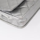 CHANEL Matelasse Chain Wallet Leather Silver CC Auth ka015-8