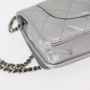 CHANEL Matelasse Chain Wallet Leather Silver CC Auth ka015-16