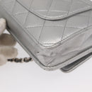 CHANEL Matelasse Chain Wallet Leather Silver CC Auth ka015-17