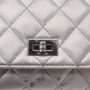 CHANEL Matelasse Chain Wallet Leather Silver CC Auth ka015-18