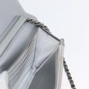 CHANEL Matelasse Chain Wallet Leather Silver CC Auth ka015-21