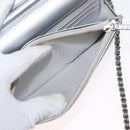 CHANEL Matelasse Chain Wallet Leather Silver CC Auth ka015-24