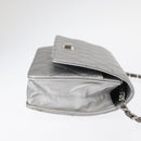 CHANEL Matelasse Chain Wallet Leather Silver CC Auth ka015-3