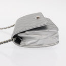 CHANEL Matelasse Chain Wallet Leather Silver CC Auth ka015-4