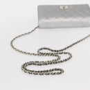 CHANEL Matelasse Chain Wallet Leather Silver CC Auth ka015-7