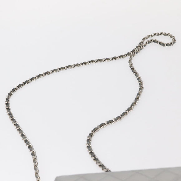 CHANEL Matelasse Chain Wallet Leather Silver CC Auth ka015