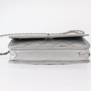 CHANEL Matelasse Chain Wallet Leather Silver CC Auth ka015-5