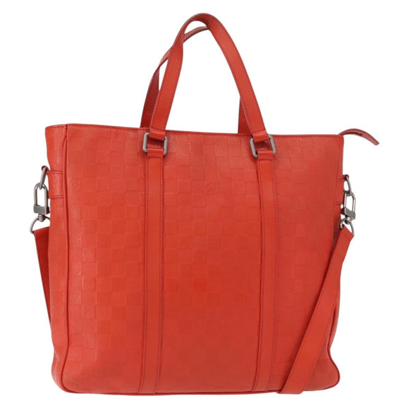 LOUIS VUITTON Damier Anfini Tadao PM 2Way Hand Bag Orange N41268 LV Auth ka035