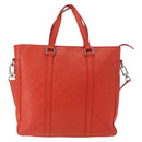 LOUIS VUITTON Damier Anfini Tadao PM 2Way Hand Bag Orange N41268 LV Auth ka035-13