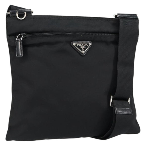 PRADA Shoulder Bag Nylon Black Silver Auth ka039