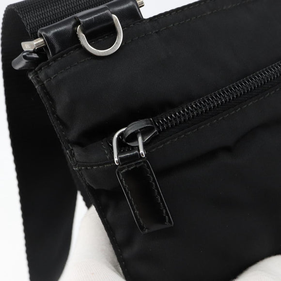 PRADA Shoulder Bag Nylon Black Silver Auth ka039