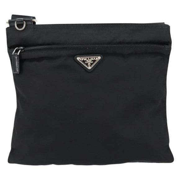 PRADA Shoulder Bag Nylon Black Silver Auth ka039