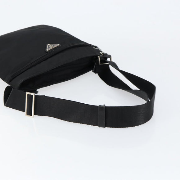 PRADA Shoulder Bag Nylon Black Silver Auth ka039