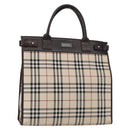 BURBERRY Nova Check Hand Bag Canvas Beige Silver Auth ka042-1