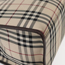 BURBERRY Nova Check Hand Bag Canvas Beige Silver Auth ka042-10