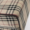 BURBERRY Nova Check Hand Bag Canvas Beige Silver Auth ka042-15