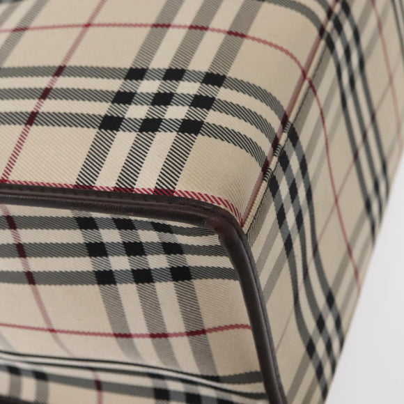 BURBERRY Nova Check Hand Bag Canvas Beige Silver Auth ka042