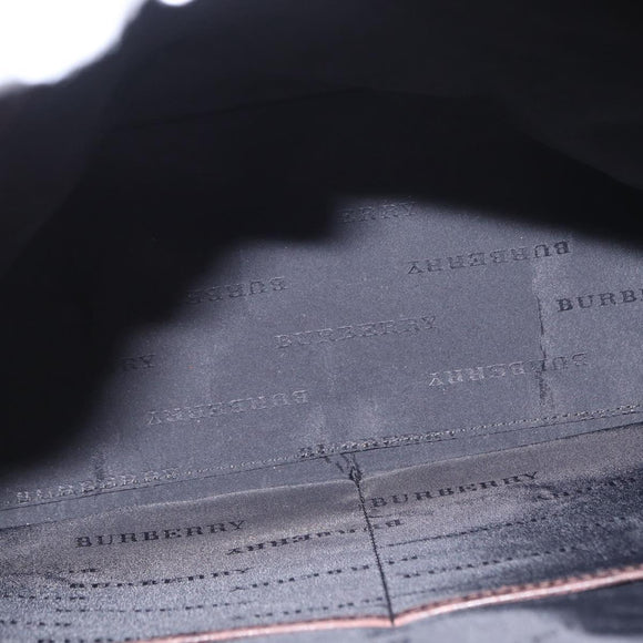 BURBERRY Nova Check Hand Bag Canvas Beige Silver Auth ka042