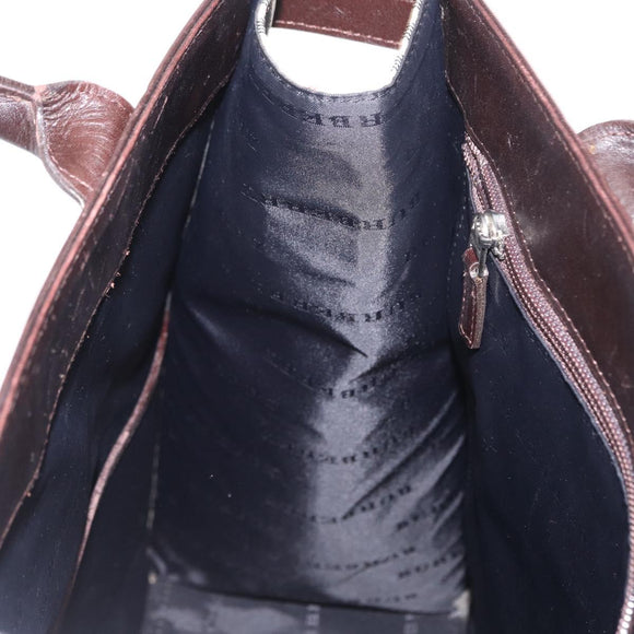 BURBERRY Nova Check Hand Bag Canvas Beige Silver Auth ka042