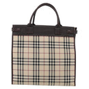 BURBERRY Nova Check Hand Bag Canvas Beige Silver Auth ka042-3