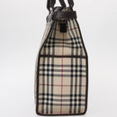 BURBERRY Nova Check Hand Bag Canvas Beige Silver Auth ka042-4