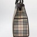 BURBERRY Nova Check Hand Bag Canvas Beige Silver Auth ka042-5