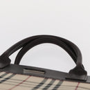 BURBERRY Nova Check Hand Bag Canvas Beige Silver Auth ka042-9