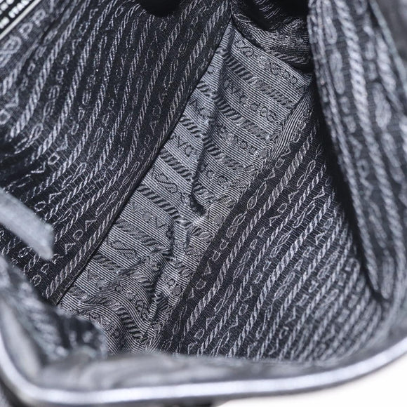 PRADA Shoulder Bag Nylon Black Silver Auth ka045