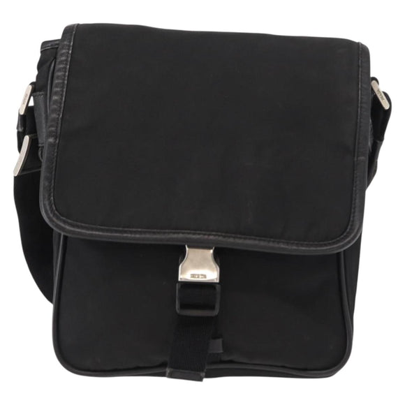 PRADA Shoulder Bag Nylon Black Silver Auth ka045