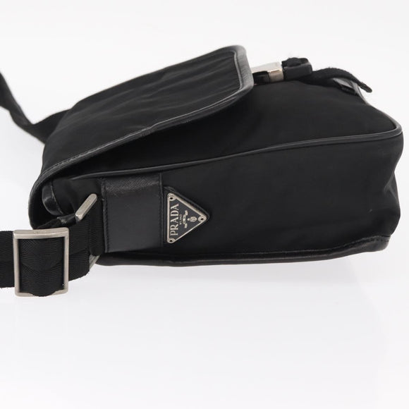 PRADA Shoulder Bag Nylon Black Silver Auth ka045