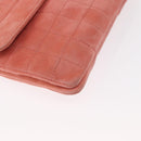 CHANEL Choco Bar Line Chain Shoulder Bag Suede Pink CC Auth ka046-11