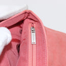 CHANEL Choco Bar Line Chain Shoulder Bag Suede Pink CC Auth ka046-24