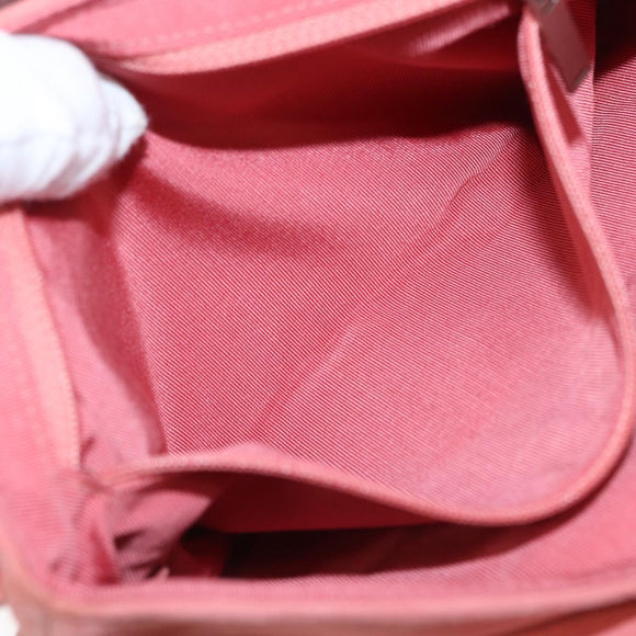 CHANEL Choco Bar Line Chain Shoulder Bag Suede Pink CC Auth ka046