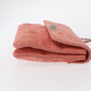 CHANEL Choco Bar Line Chain Shoulder Bag Suede Pink CC Auth ka046-5