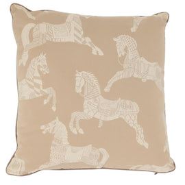 HERMES Cushion Canvas Beige Auth ka047